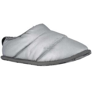 Sorel Hadley Slipper Slip On Flats Puffer Faux Fur Metallic Pure Silver 8